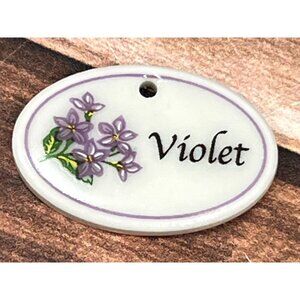 Longaberger Ceramic Basket Tie-On Accessory With VIOLET Design 23905